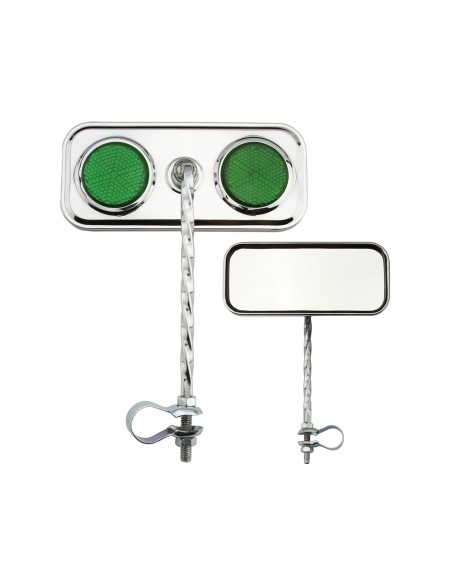 Rectangle Square Twisted Mirror Chrome Green Reflectors.